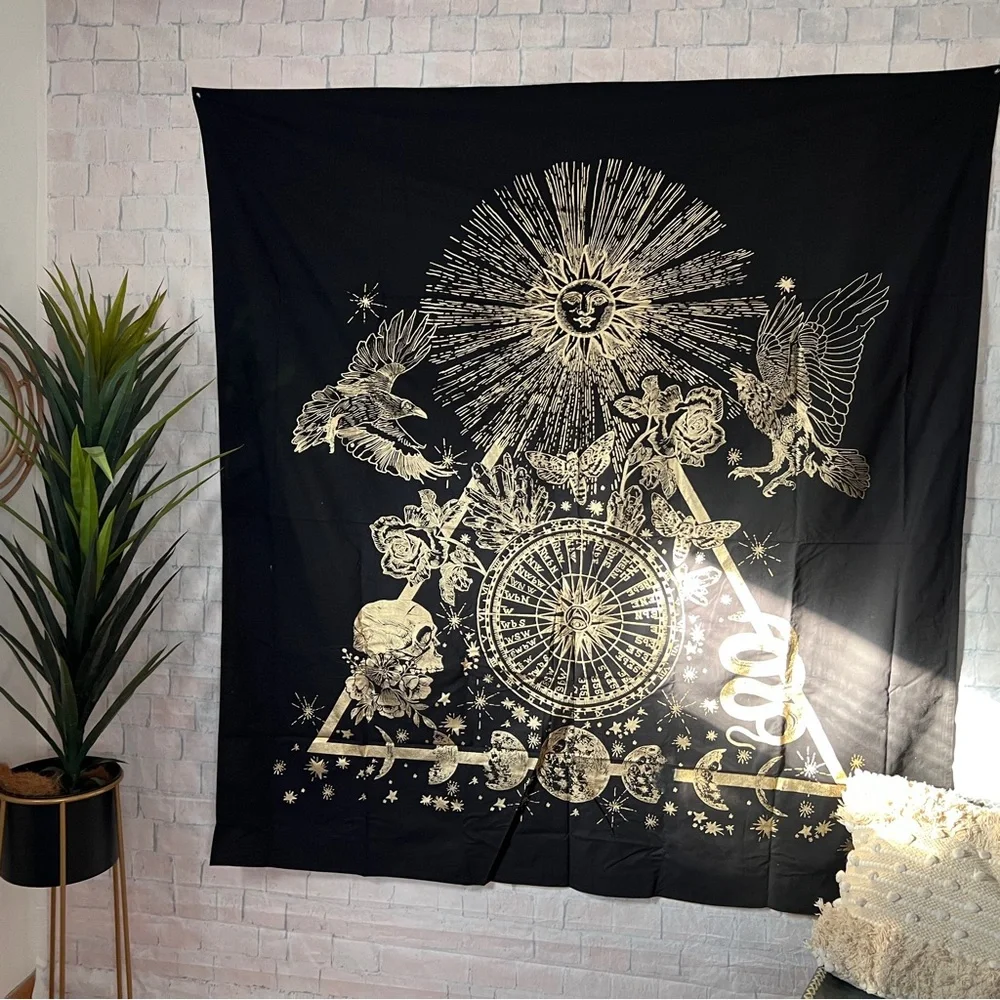 Urban Outfitters Black and Gold Tapestry